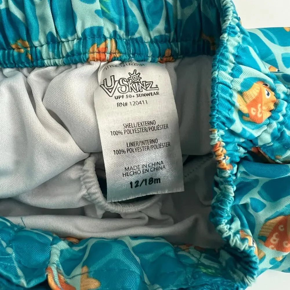 UV Skinz blue goldfish print swim trunks board shorts with liner